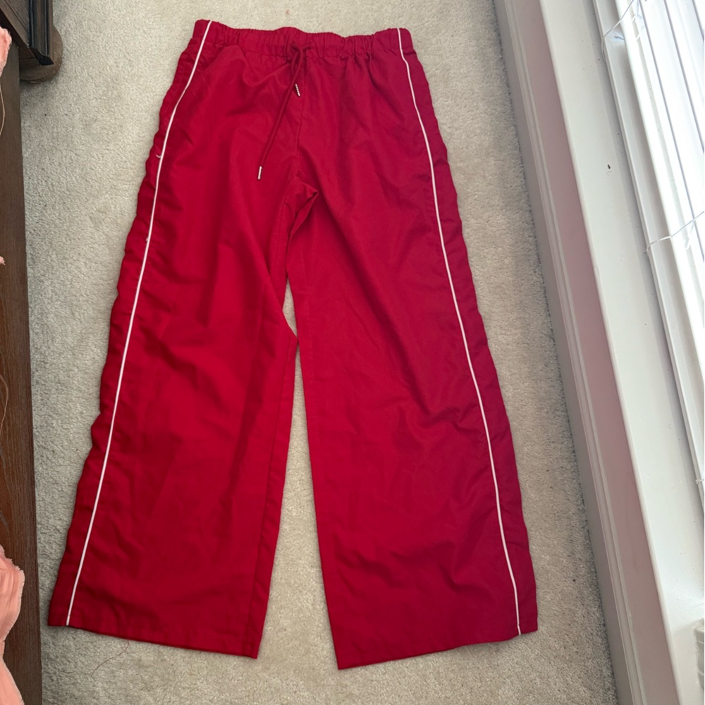 SHEIN Red Track Pants with White Trim NEW